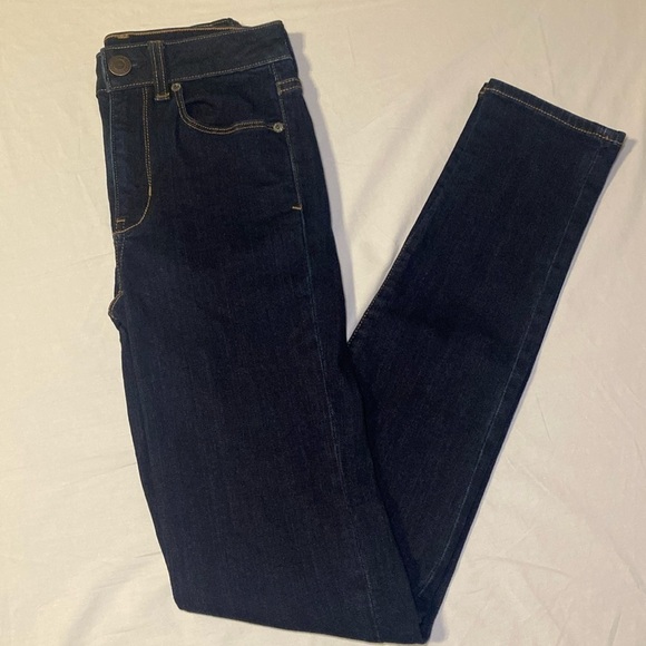 American Eagle Outfitters Denim - American Eagle Outfitters Womens Dark Rinse Hi Rise Skinny Size 00 Long EUC